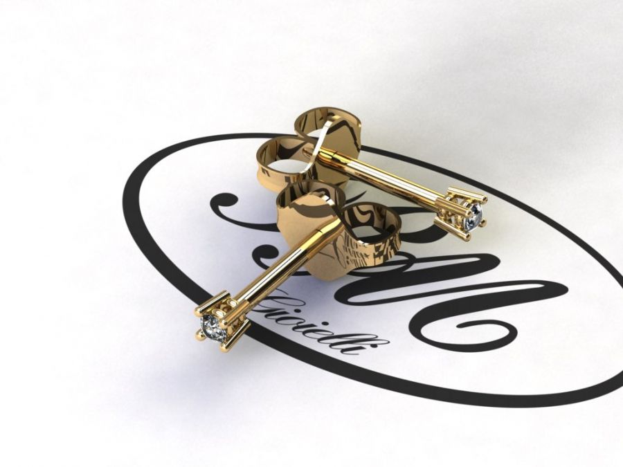 Orecchini punto luce a filo con diamanti neri ct.0,02 Orecchini punto luce a filo con diamanti neri ct.0,02